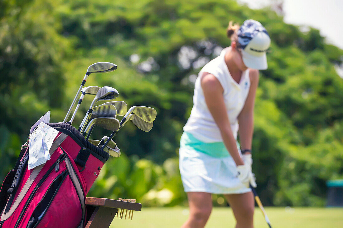 Golfclubs in Golftasche, Bali, Indonesien