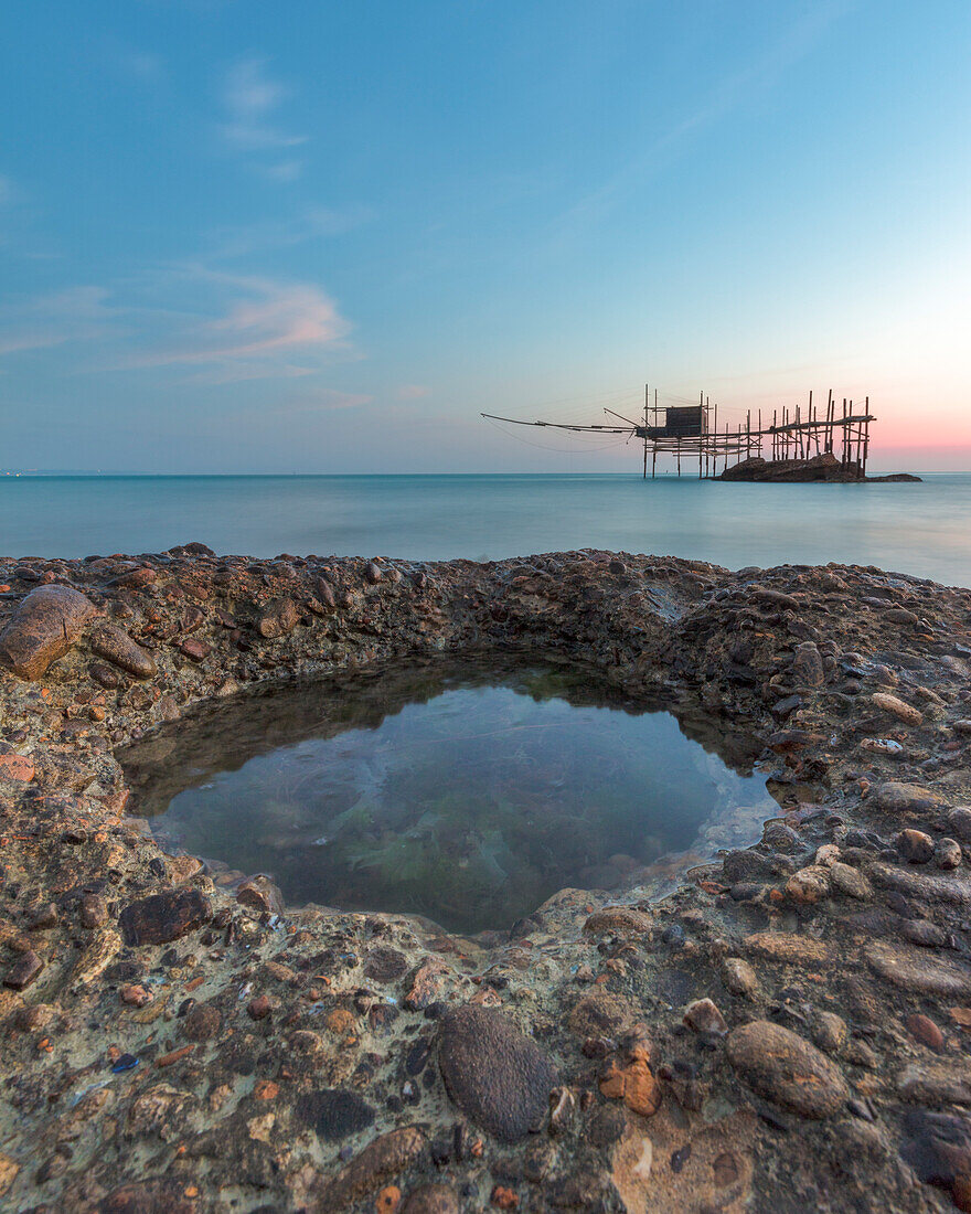 View of the Natural Reserve of Punta Aderci and the Costa dei Trabocchi, Abruzzo District, Adriatic Sea, Italy