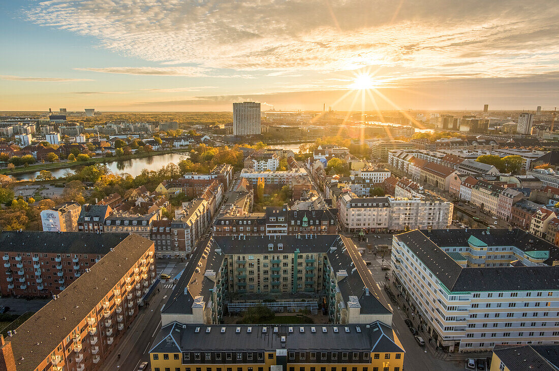 Copenhagen, Hovedstaden, Denmark, Northern Europe, High angle view of Copenhagen