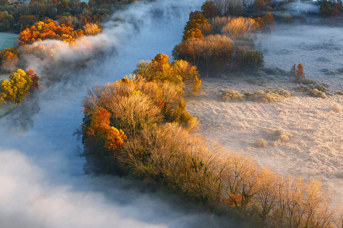 The mists of Adda river, Airuno, park Adda Nord, Lecco province, Brianza, Lombardy, Italy, Europe