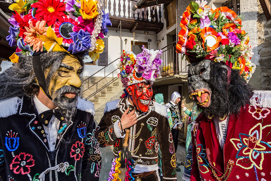 Aosta valley, Gignod, Italy, Alpine carnival coumba freida