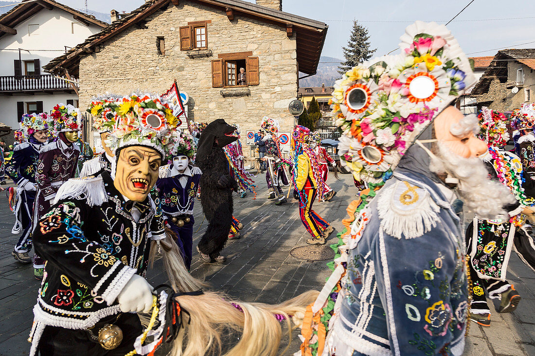 Aosta valley, Gignod, Italy, Alpine carnival coumba freida