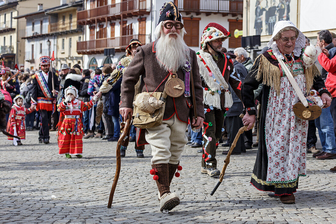 Varaita Valley (Valle Varaita), Cuneo, Sampeyre, Piedmont, Italy,Europe, Alpine historical carnival, La Baio di Sampeyre