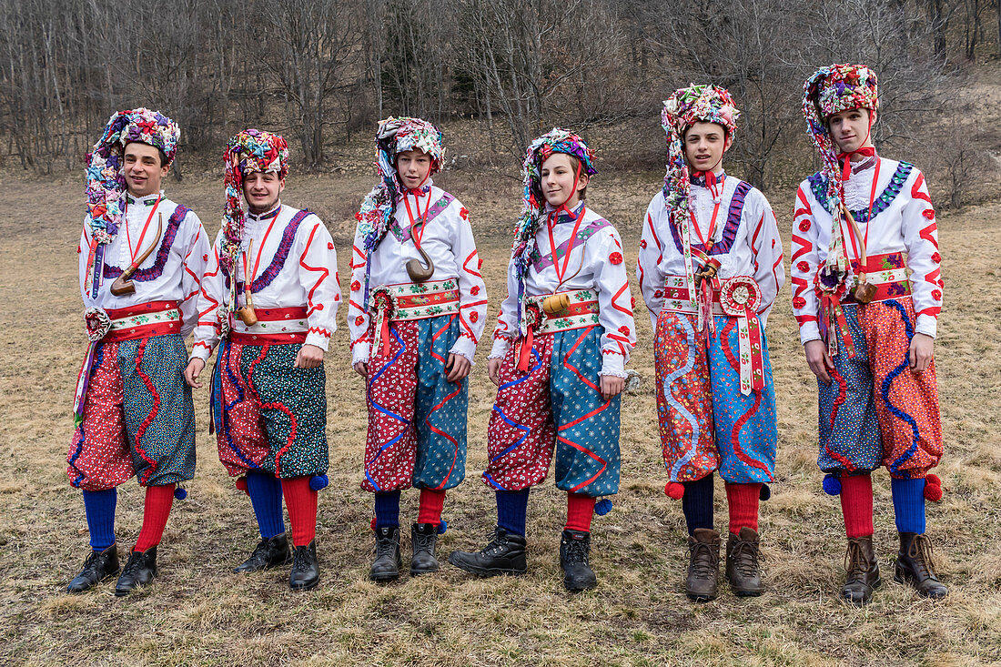 Varaita-Tal (Valle Varaita), Cuneo, Sampeyre, Piemont, Italien, Europa, Alpiner historischer Karneval, La Baio di Sampeyre