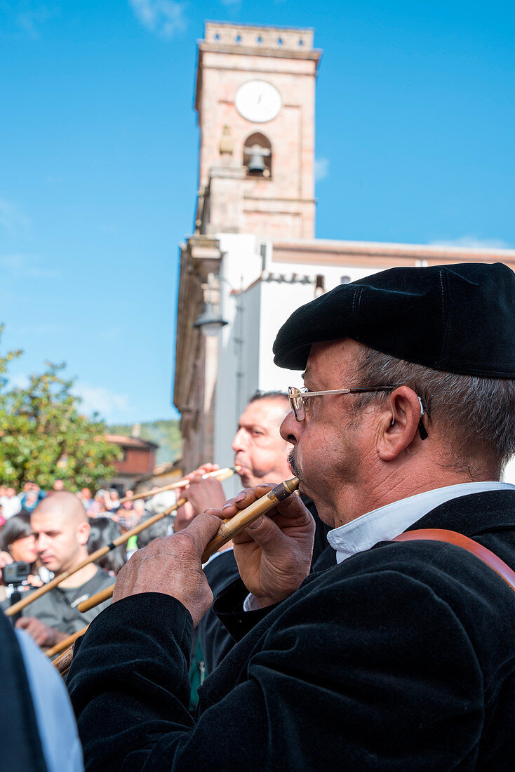 Launeddas musician, Sorgono, Nuoro province, sardinia, italy, europe