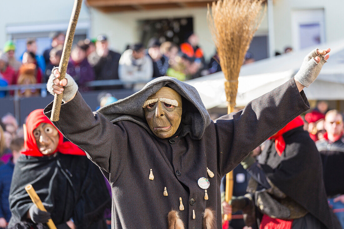 Masched character of the Axamer Wampelerreiten carnival, Axams, Inntal, Tirol, Osterreich(Austria), Europe
