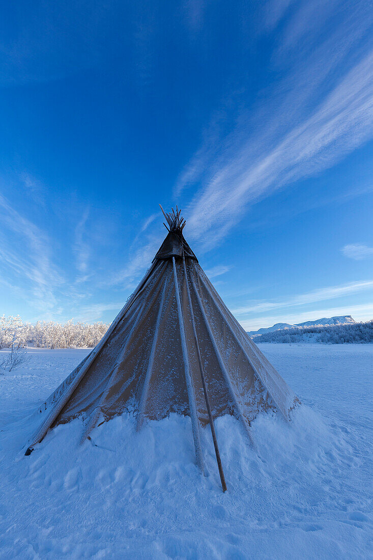 Traditional Sami tent, Abisko, Abisko National Park, Norbottens Ian, Sweden,Europe