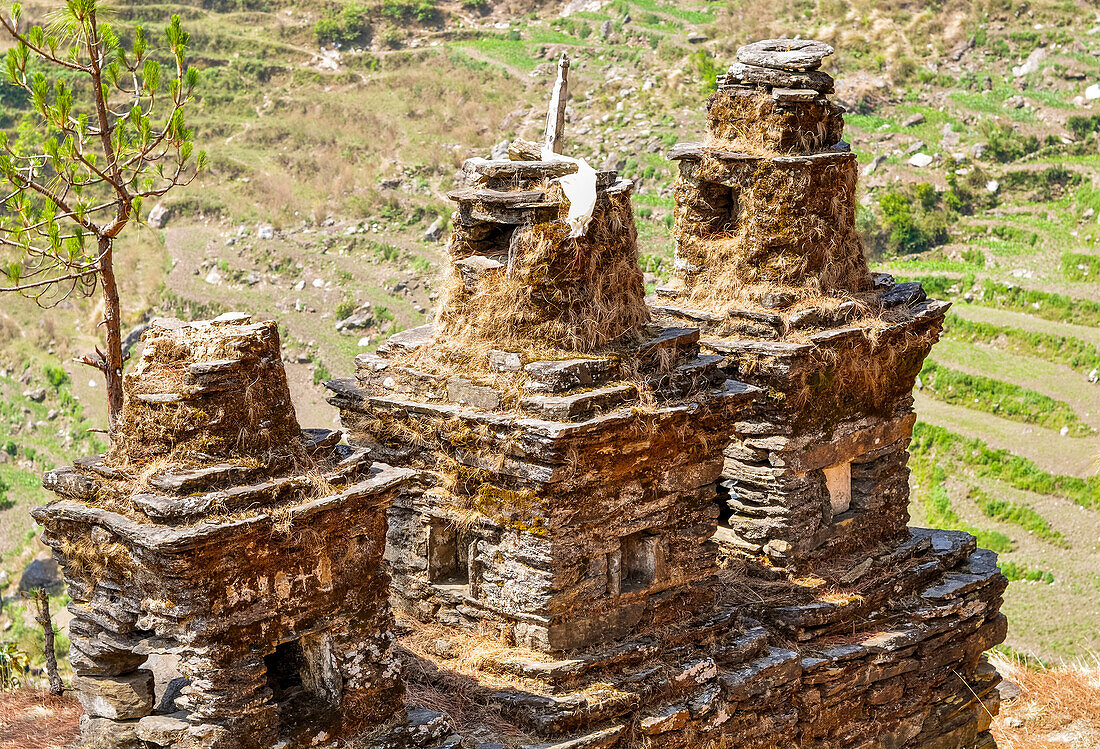 Alte Stupa im Bezirk Rasuwa, Region Bagmati, Nepal, Asien