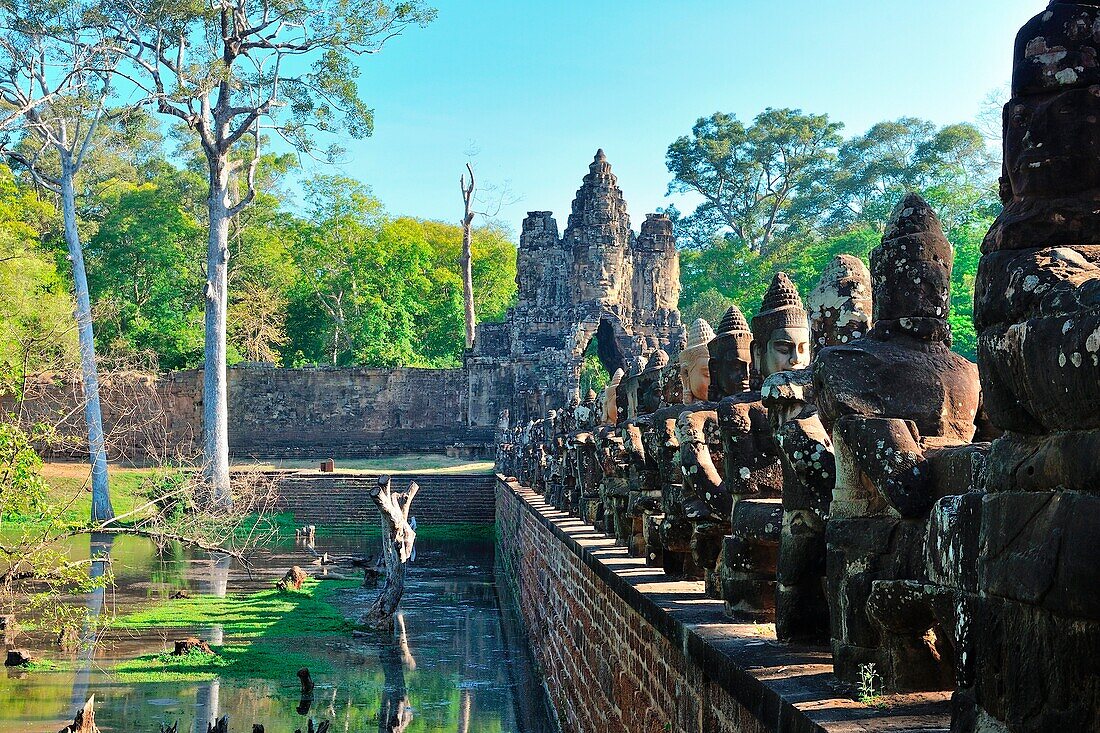 Kambodscha, Siem Reap, Ruinen des Bayon und Angkor Thom Tempel