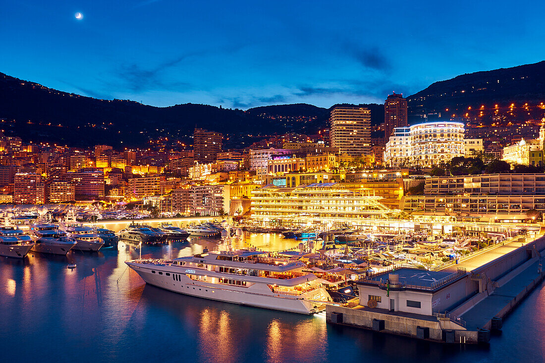 Montecarlo bei Nacht, Monaco, Fürstentum Monaco, Côte d'Azur, Südfrankreich, Westeuropa, Europa