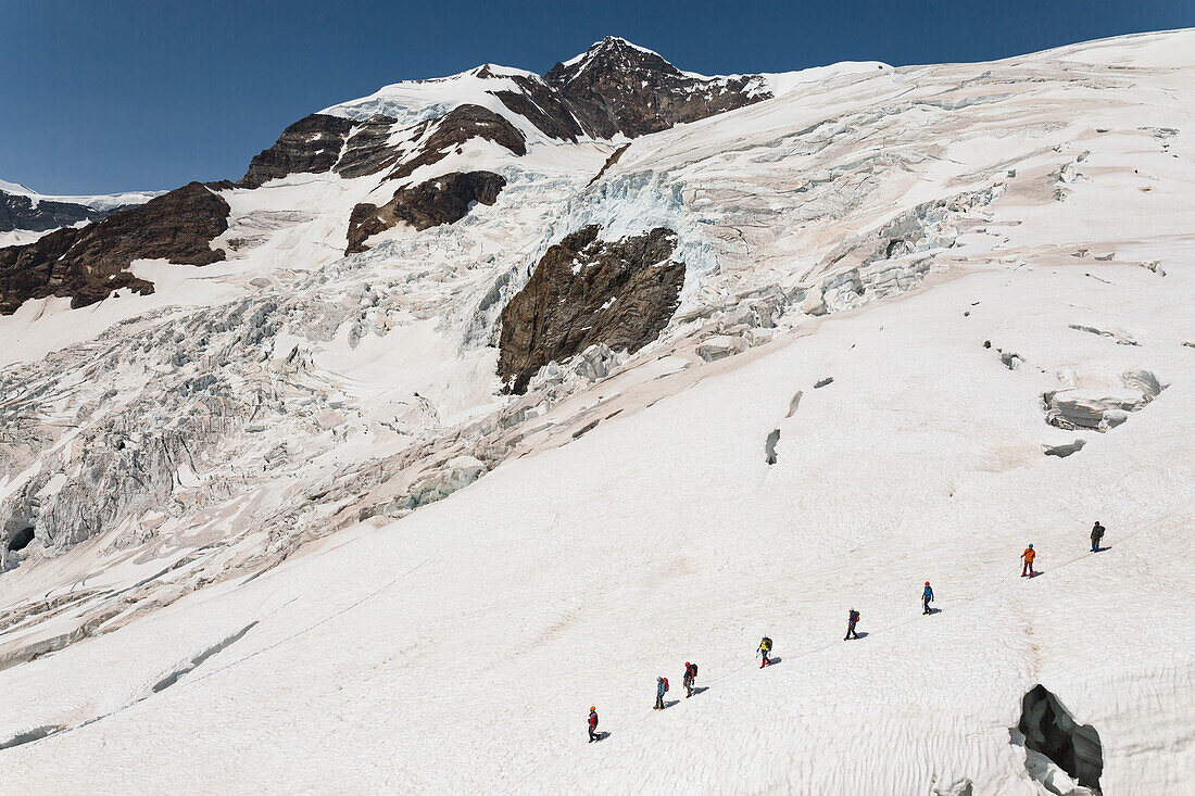 Eastern Lyskamm seen from the Gnifetti refuge in Monte Rosa Massif (Gressoney, Lys Valley,  Aosta province, Aosta Valley, Italy, Europe)