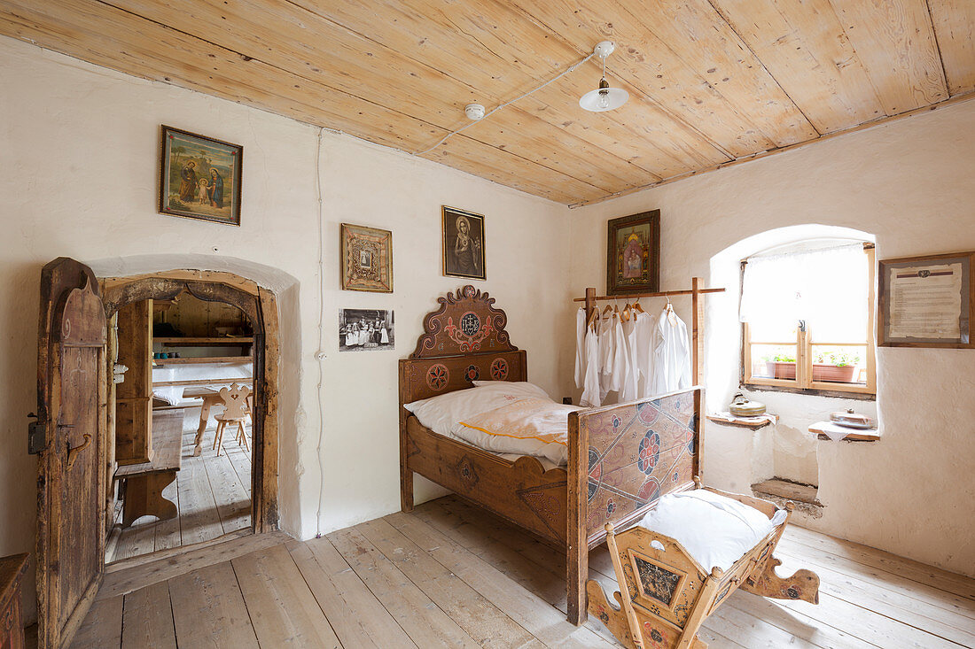 a view of the interior of an old country house in Sarntal, Bolzano province, Trentino, Alto Adige, South Tyrol, Italy