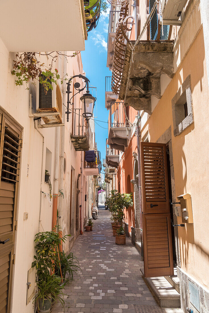 Lipari, Messina district, Sicily, Italy, Europe, Alley on Lipari