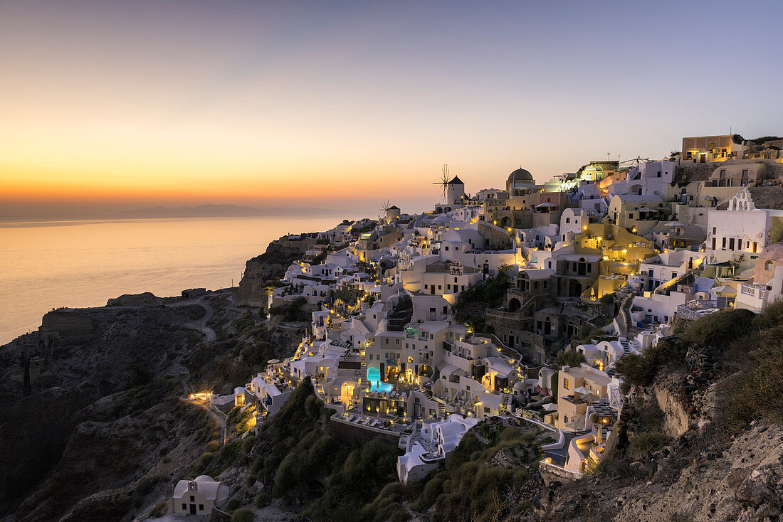 Oia,Santorini,Greece The village of Oia at sunset