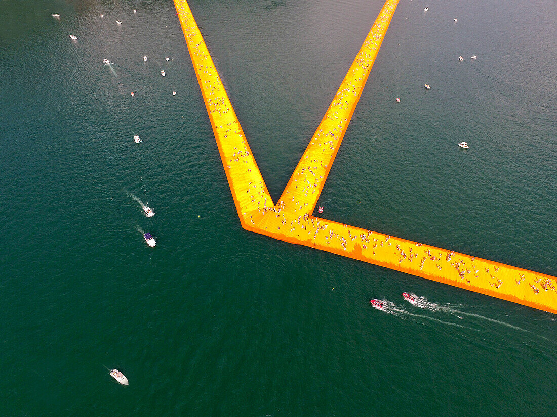 Europe,Italy, the Floating piers in Iseo lake, province of Brescia