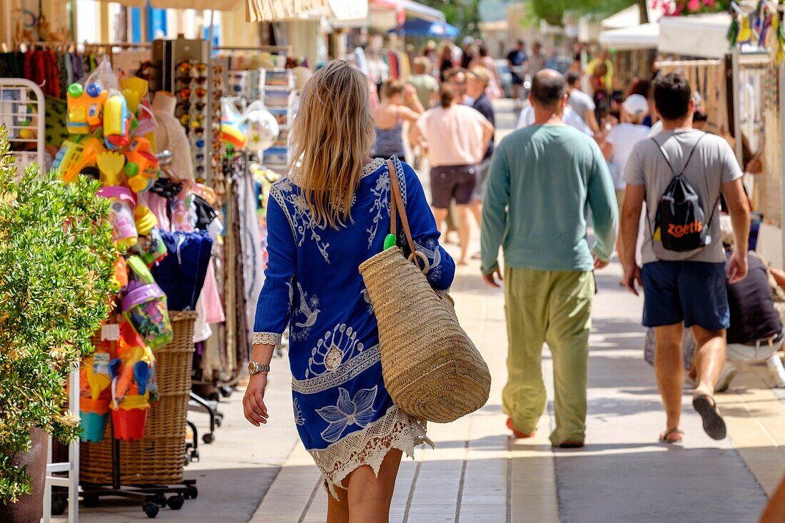 Shopping in Sant Francesc, Formentera, Balearic Islands, Spain.