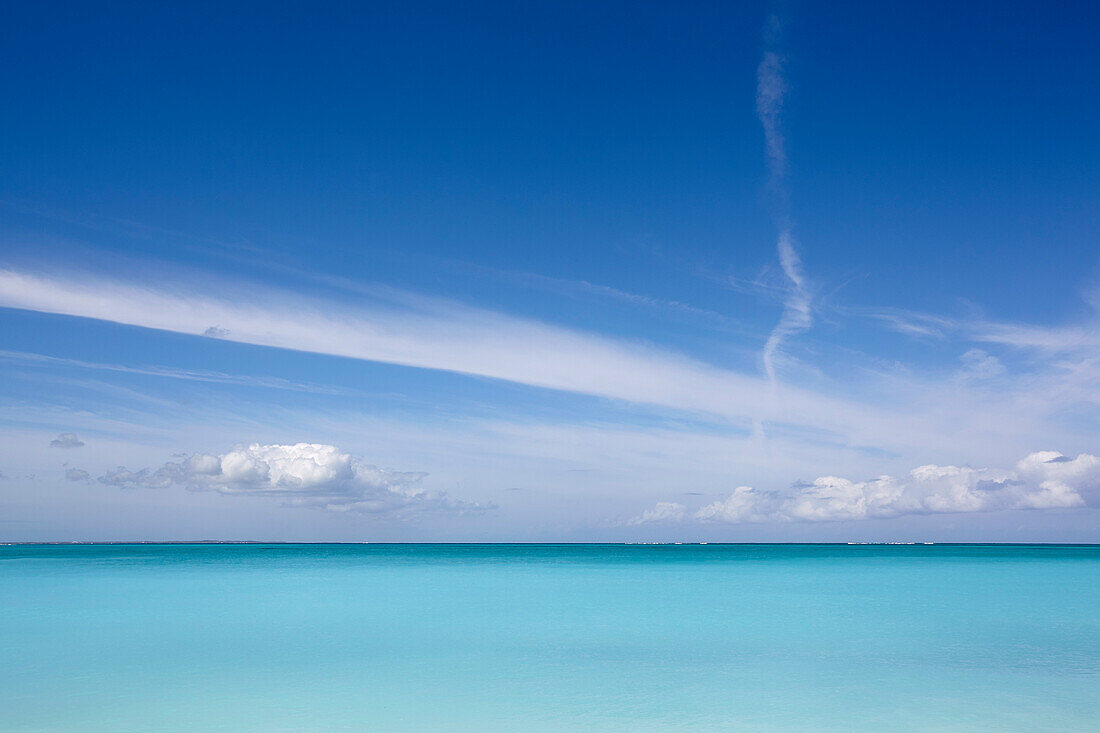 The azure waters of Grace Bay, the main visitor attraction on Providenciales, Turks and Caicos, in the Caribbean, West Indies, Central America