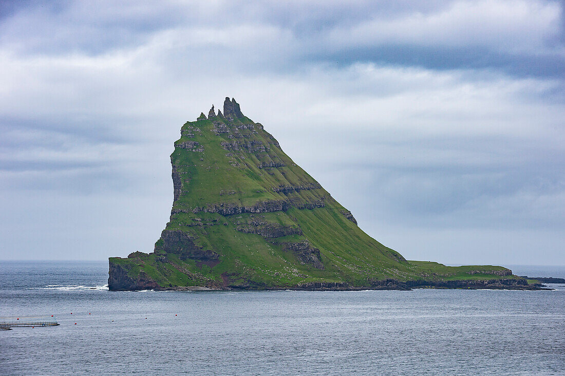 The island of Tindholmur, Vagar, Faroe Islands, Denmark, Europe