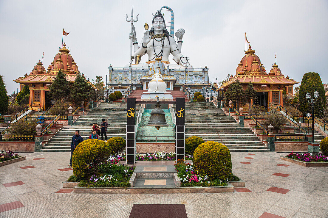 The 87 feet high statue of Lord Shiva in the sitting posture at Solophok Hill. Solophok Chardham, Namchi, Sikkim, India, Asia