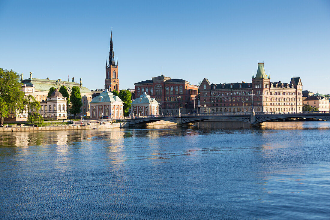 View of Riddarholmen Church from Gamla Stan, Riddarholmen, Stockholm, Sweden, Scandinavia, Europe