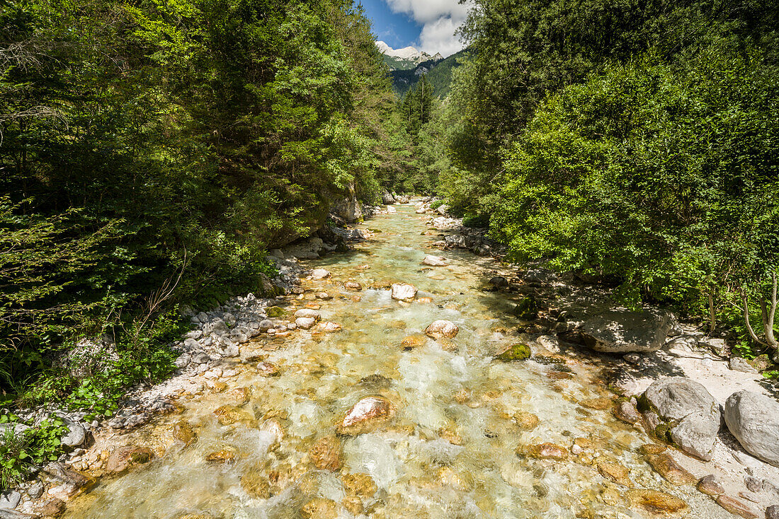 Fluss Soca, bei Trenta, Gorenjska, Oberkrain, Nationalpark Triglav, Julische Alpen, Slowenien
