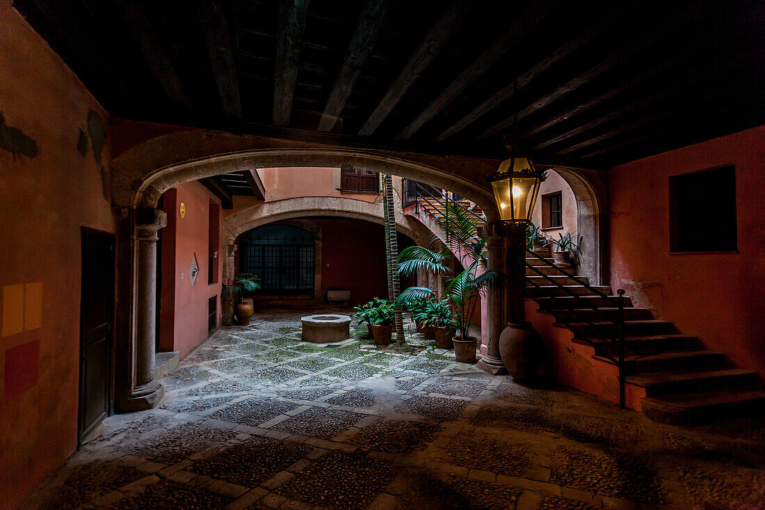 'Backyard or Patio in the old city of Palma, Palma de Mallorca; Balearic Islands; Spain; Europe'