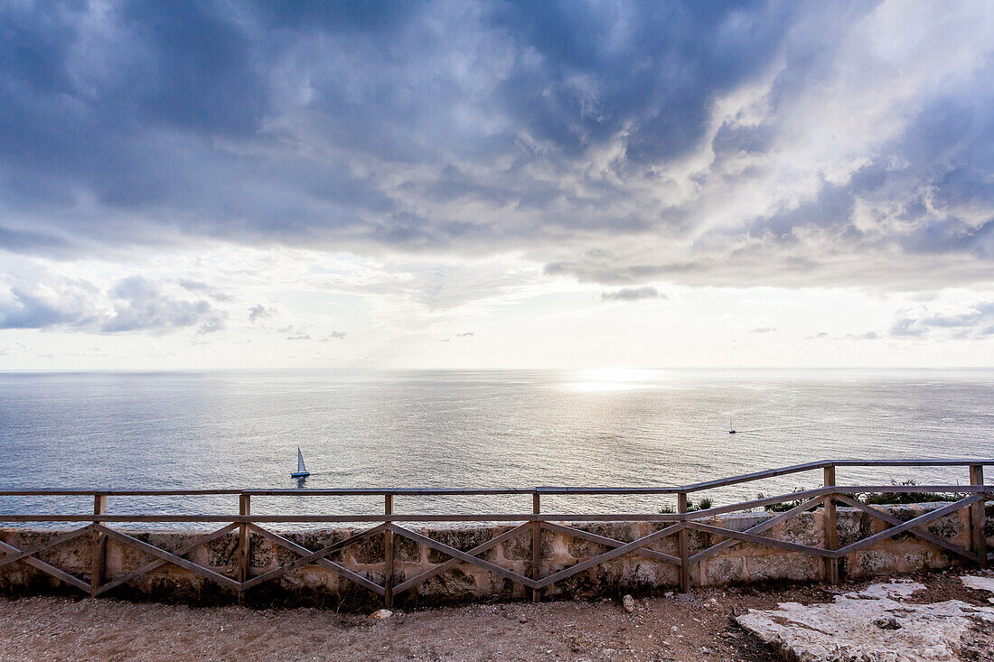 View from the terrace of the lighthouse Cap Blanc, Mallorca, Balearic Islands, Spain