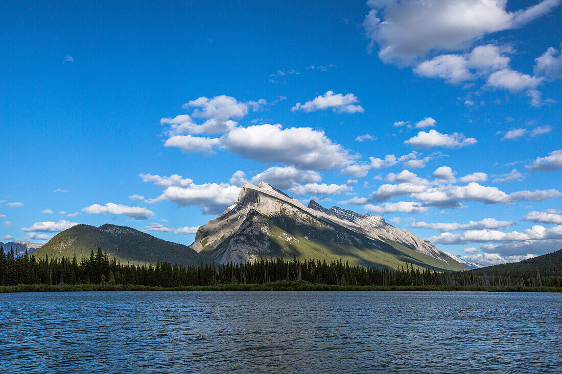Majestic natural scenery of Mount Rundle and Vermilion Lakes in Banff National Park, Alberta, Canada