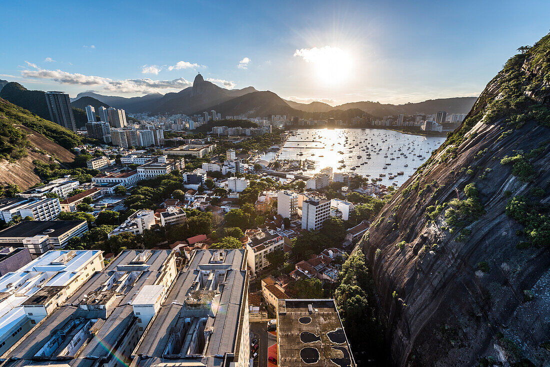 View from Pão de Açúcar (Sugar Loaf Mountain) during sunset in Rio de Janeiro, Brazil