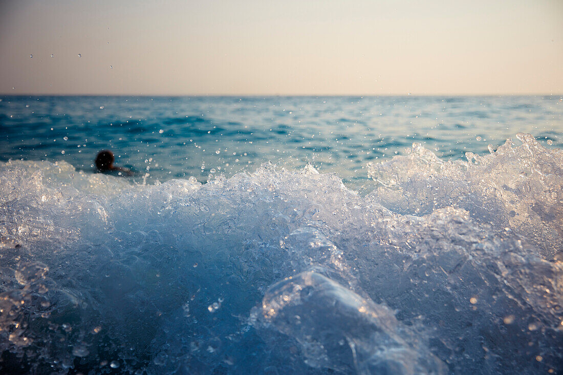 Photograph of splashing water in sea, Oludeniz, Mugla Province, Turkey