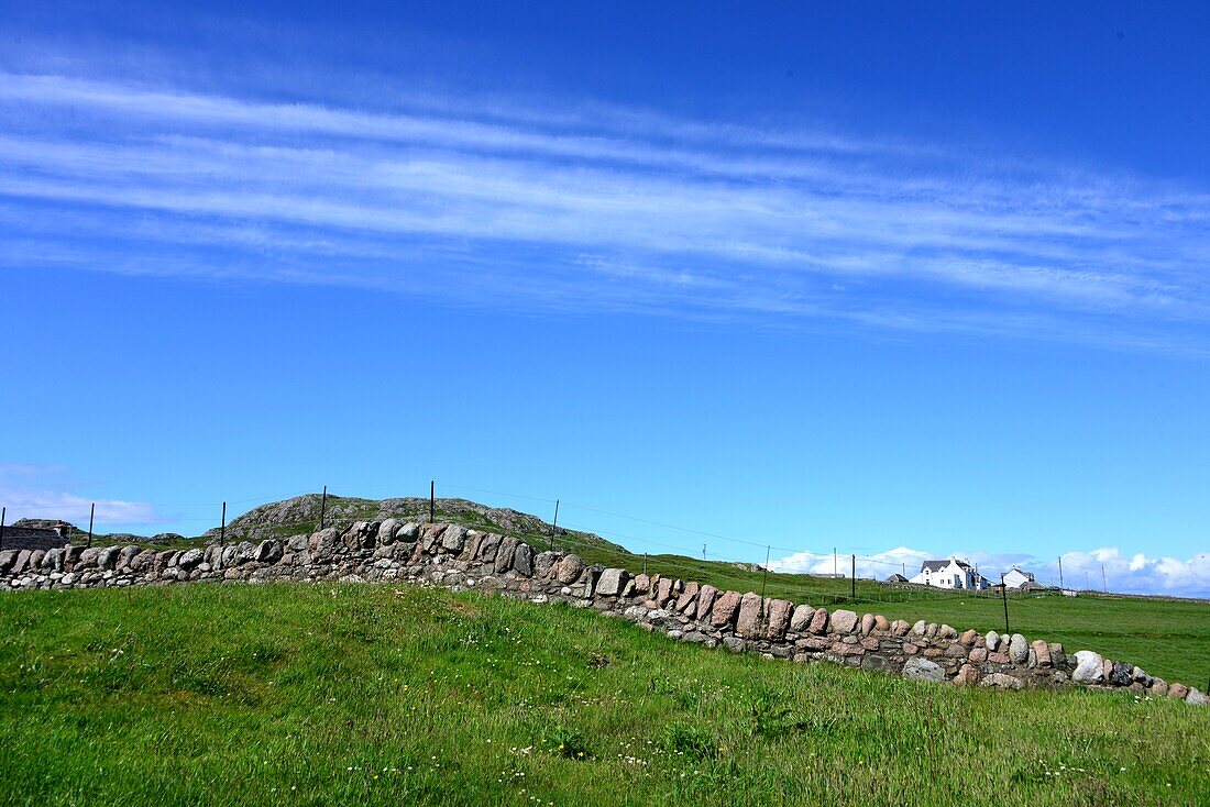 Mauer auf der Insel Iona, Südteil der Insel Mull, Schottland