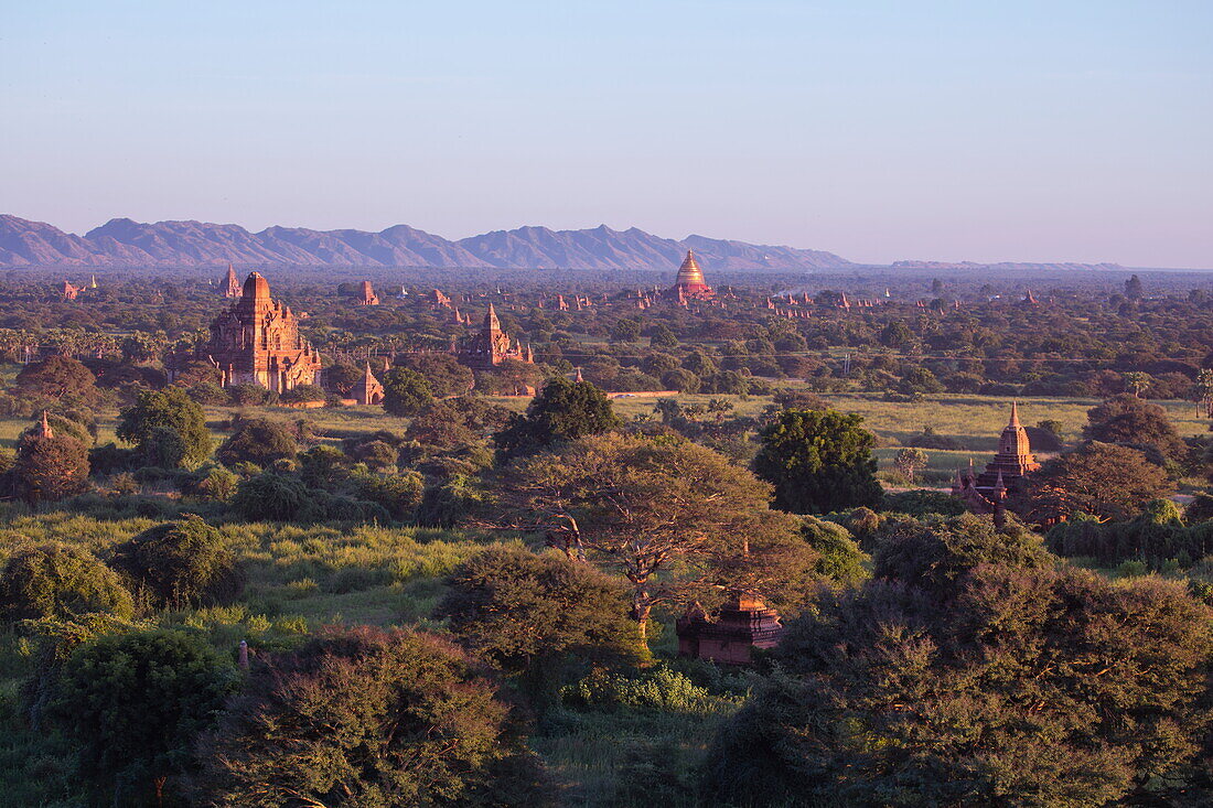 Pagoden und Stupas von der Shwesandaw-Pagode aus gesehen, Bagan, Mandalay, Myanmar