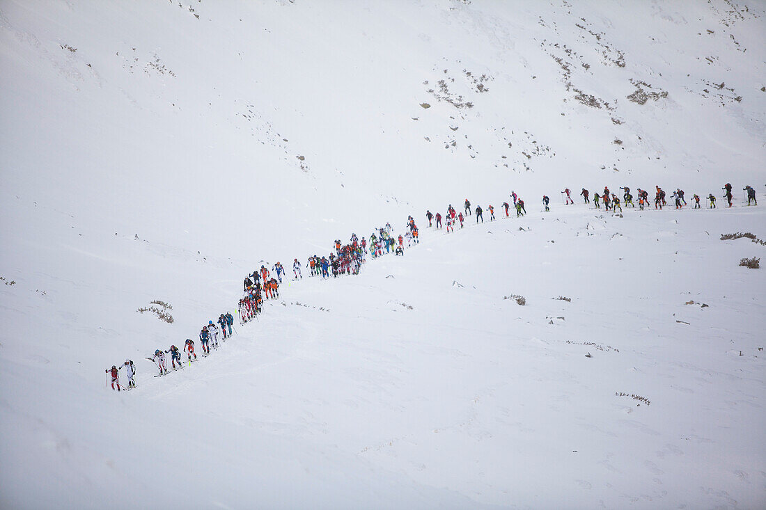 Ski Alpinisten während eines Wettbewerbs im Tatra Mountains National Park, Polen