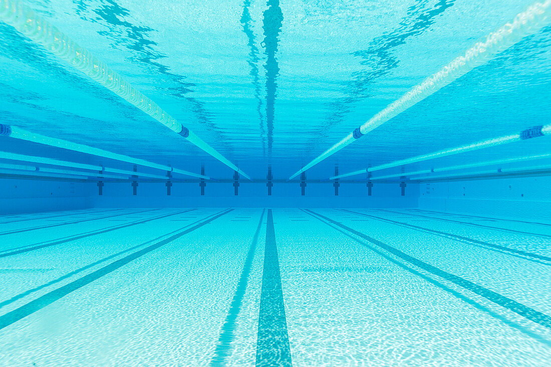 Underwater view of an empty olympic pool