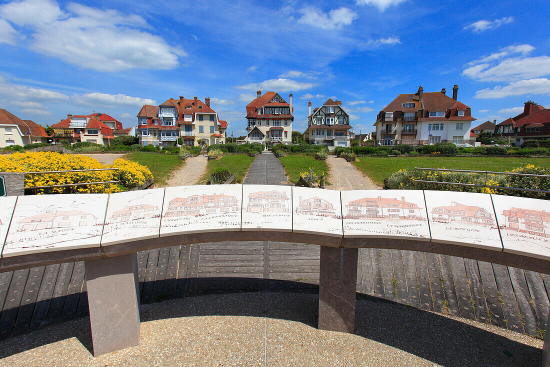 Frankreich, Nordfrankreich, Hardelot-Plage, Hübsche Villen, Louis-Marie Cordonnier Platz