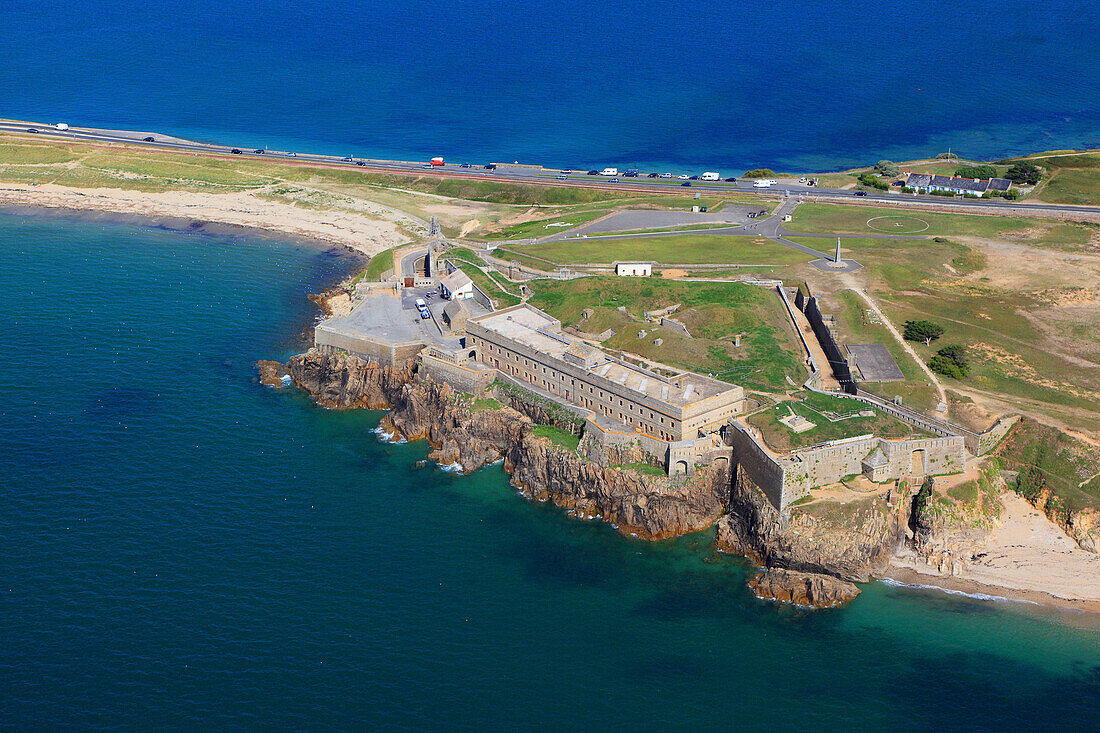 France, Western France, aerial view of Quiberon peninsula. Penthievre Fort.
