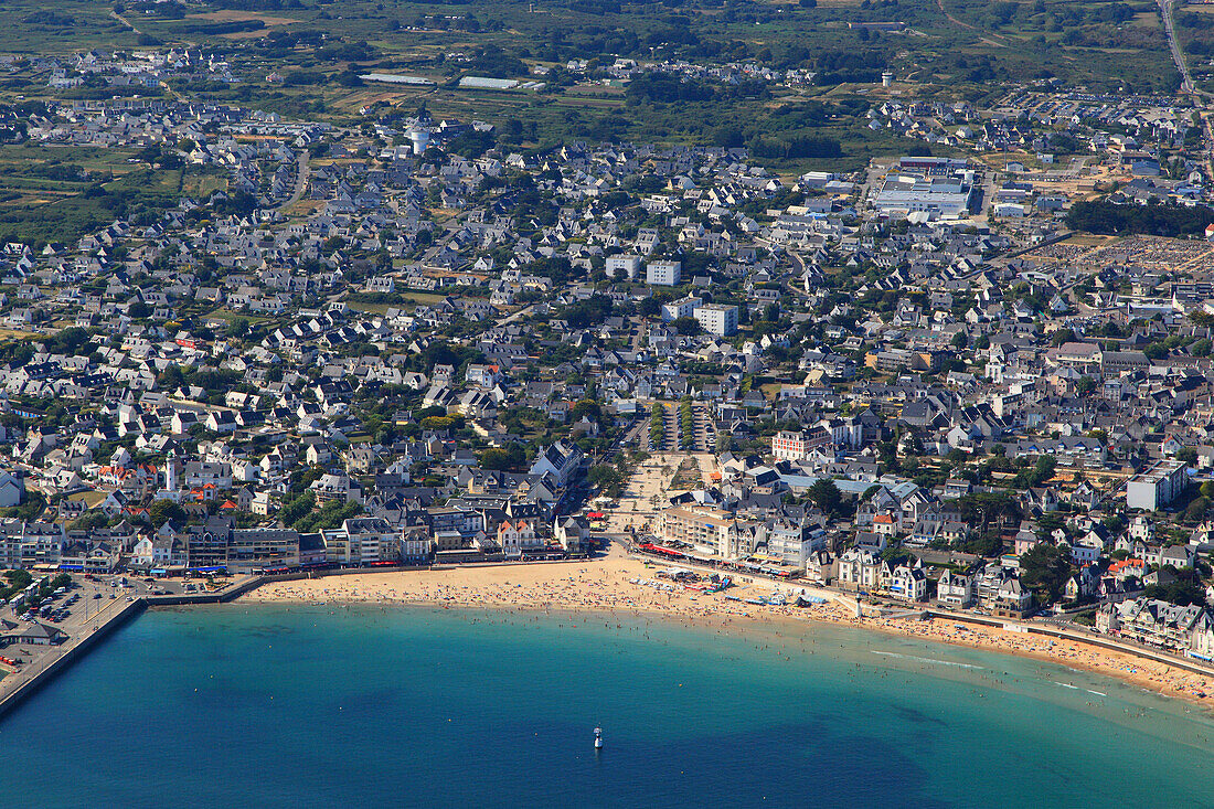 France, Western France, aerial view of Quiberon peninsula. Quiberon.
