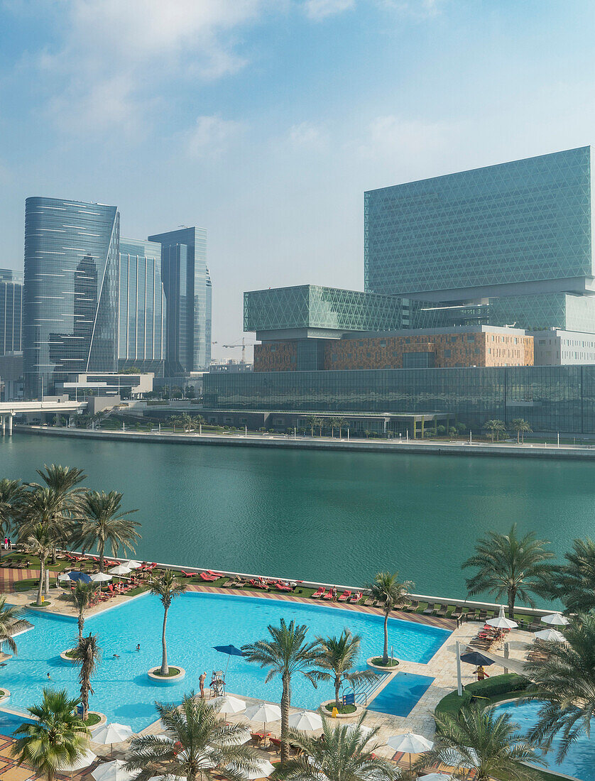 Swimming pool at urban waterfront