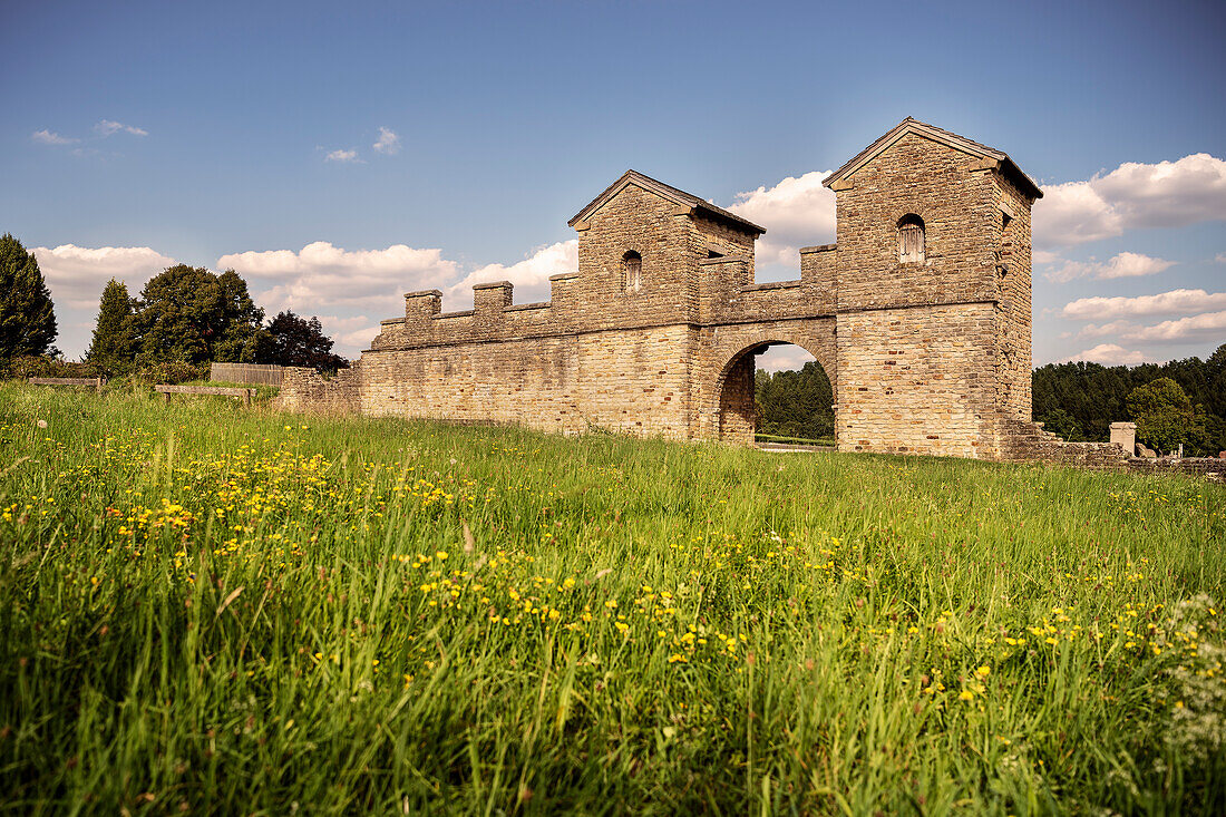 UNESCO World Heritage Limes roman border, fort entrance, eastern fort Welzheim, Baden-Wuerttemberg, Germany