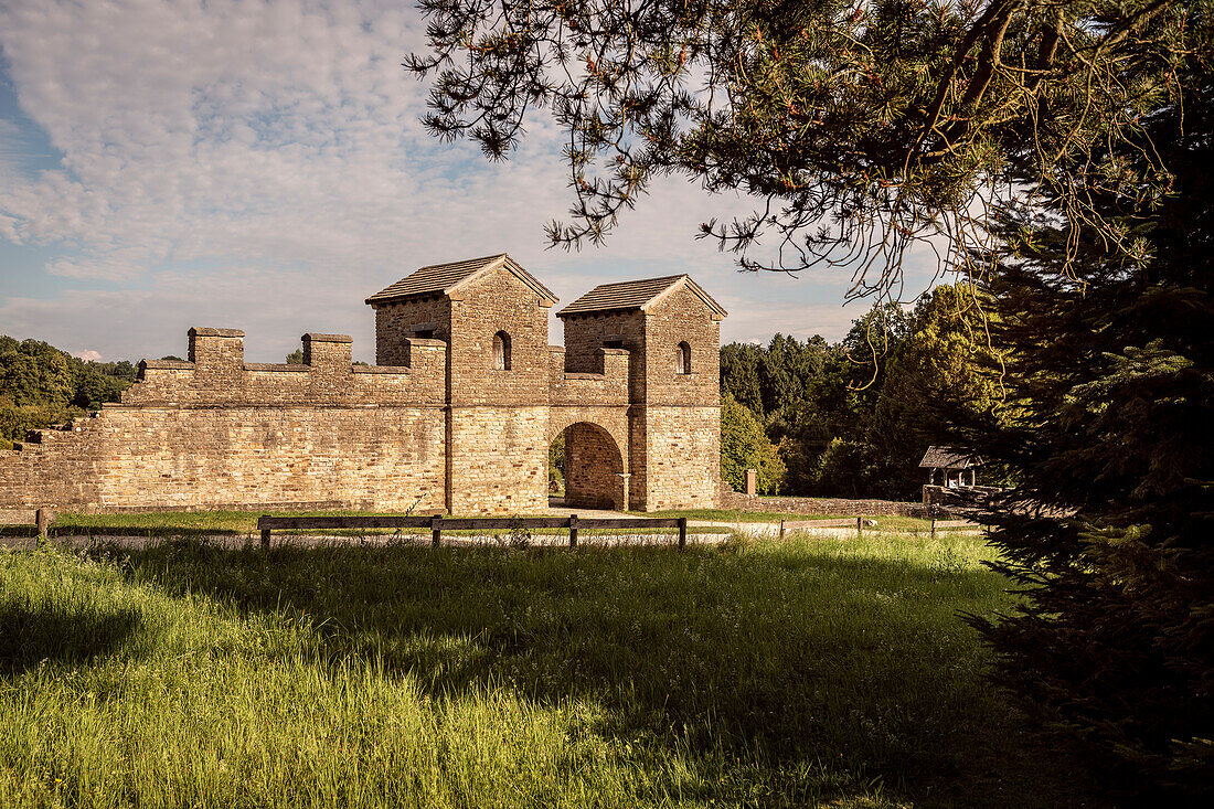 UNESCO World Heritage Limes roman border, fort entrance, eastern fort Welzheim, Baden-Wuerttemberg, Germany