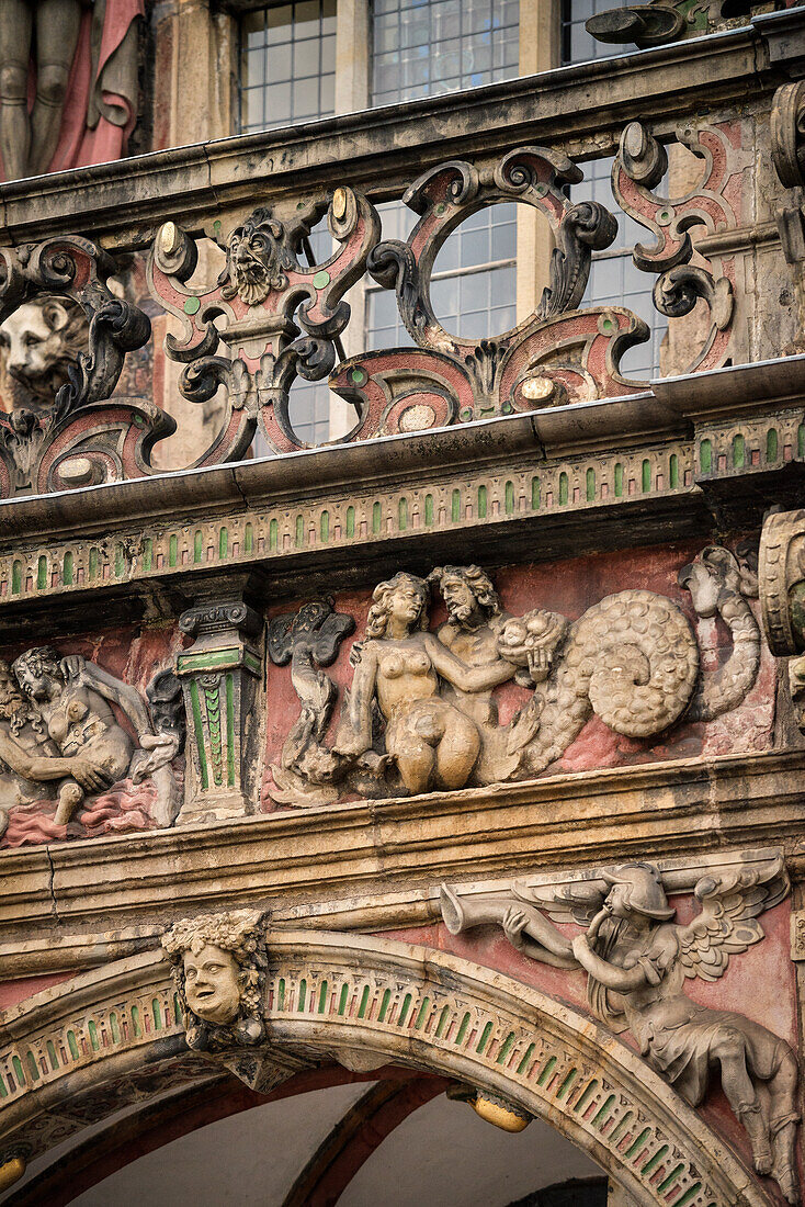 UNESCO World Heritage, Bremen town hall, detail of front facade, Hanseatic City Bremen, Germany