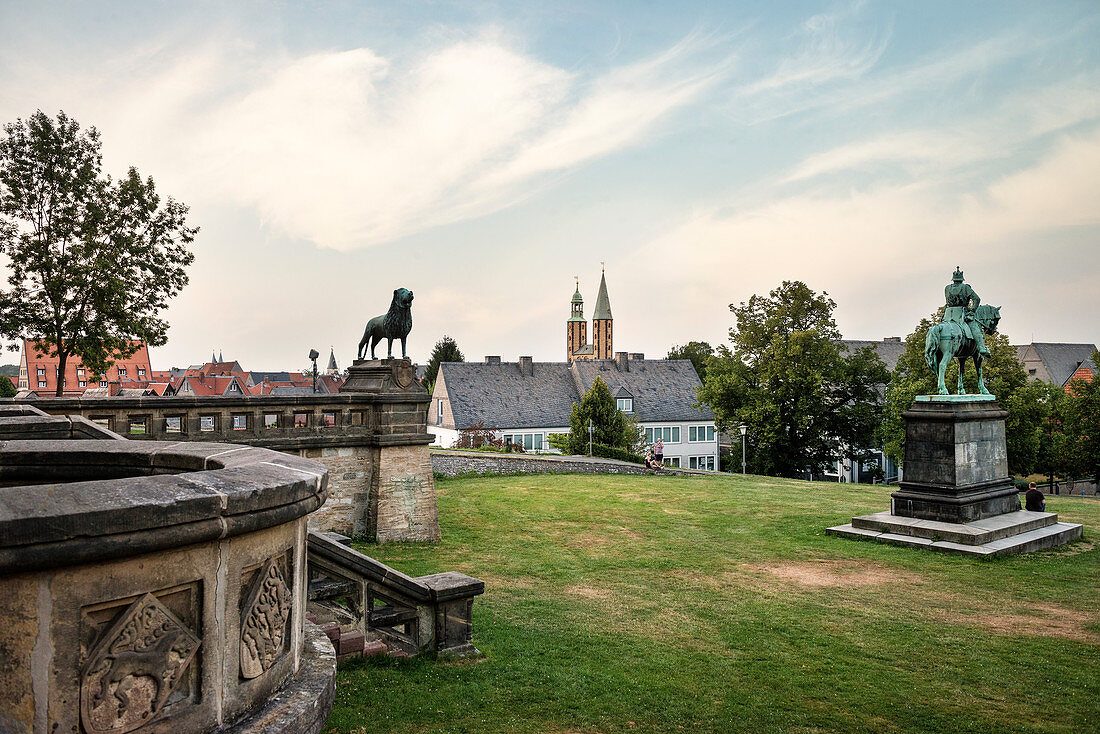 UNESCO World Heritage historic old town of Goslar, view from royal palace to historic town, Harz mountains, Lower Saxony, Germany