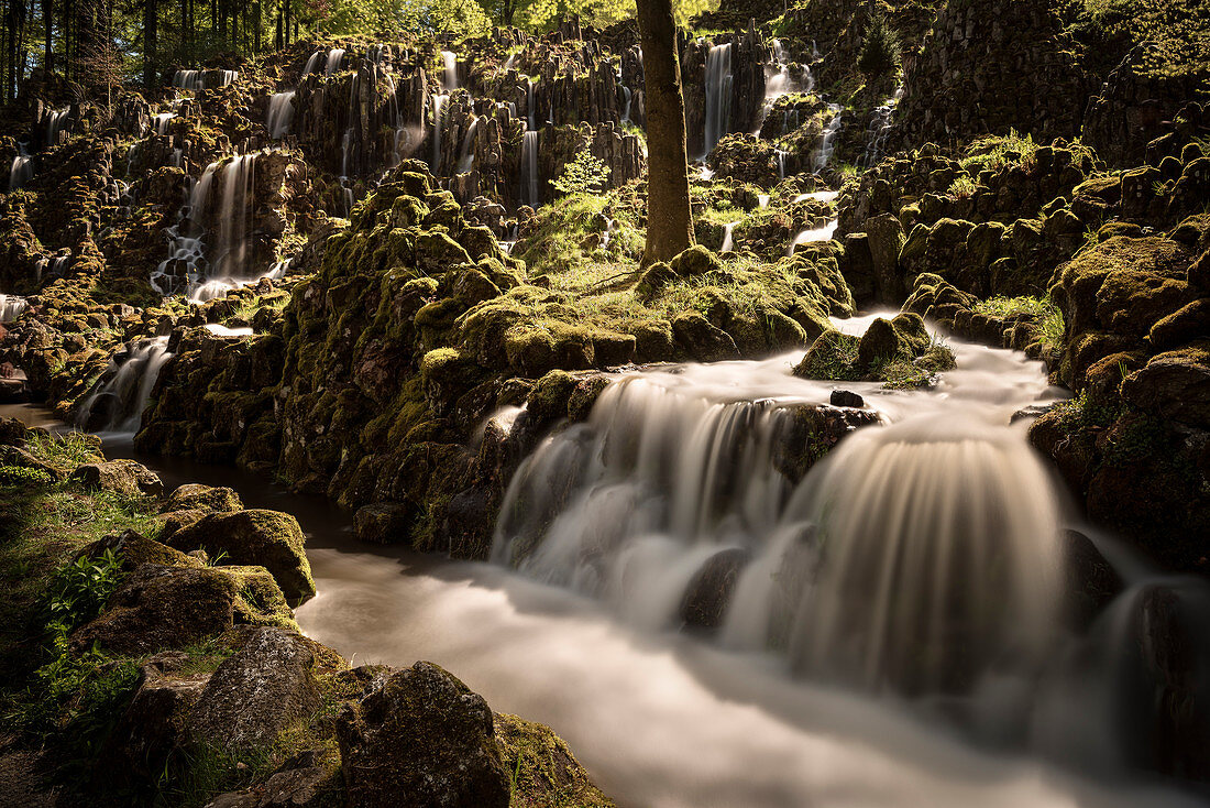 UNESCO World Heritage Wilhelmshoehe mountain park, Steinhoefer waterfall, Kassel, Hesse, Germany