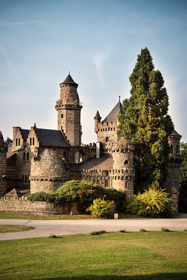 UNESCO World Heritage mountain park Wilhelmshoehe, Loewenburg Castle, Kassel, Hesse, Germany