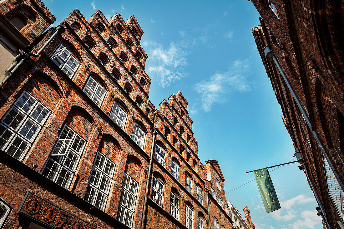 UNESCO Welterbe Hansestadt Lübeck, historische Häuser in der Alstadt, Schleswig-Holstein, Deutschland