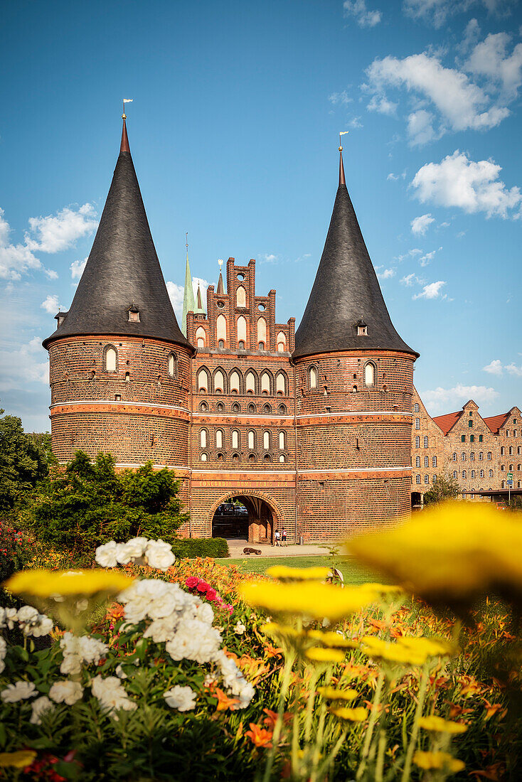 UNESCO World Heritage Hanseatic Town Luebeck, Holsten Gate, landmark of the city, Schleswig-Holstein, Germany