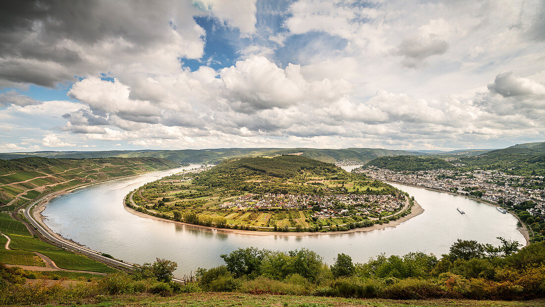 UNESCO Welterbe Oberes Mittelrheintal, Rheinschleife bei Boppard, Rhein, Rheinland-Pfalz, Deutschland