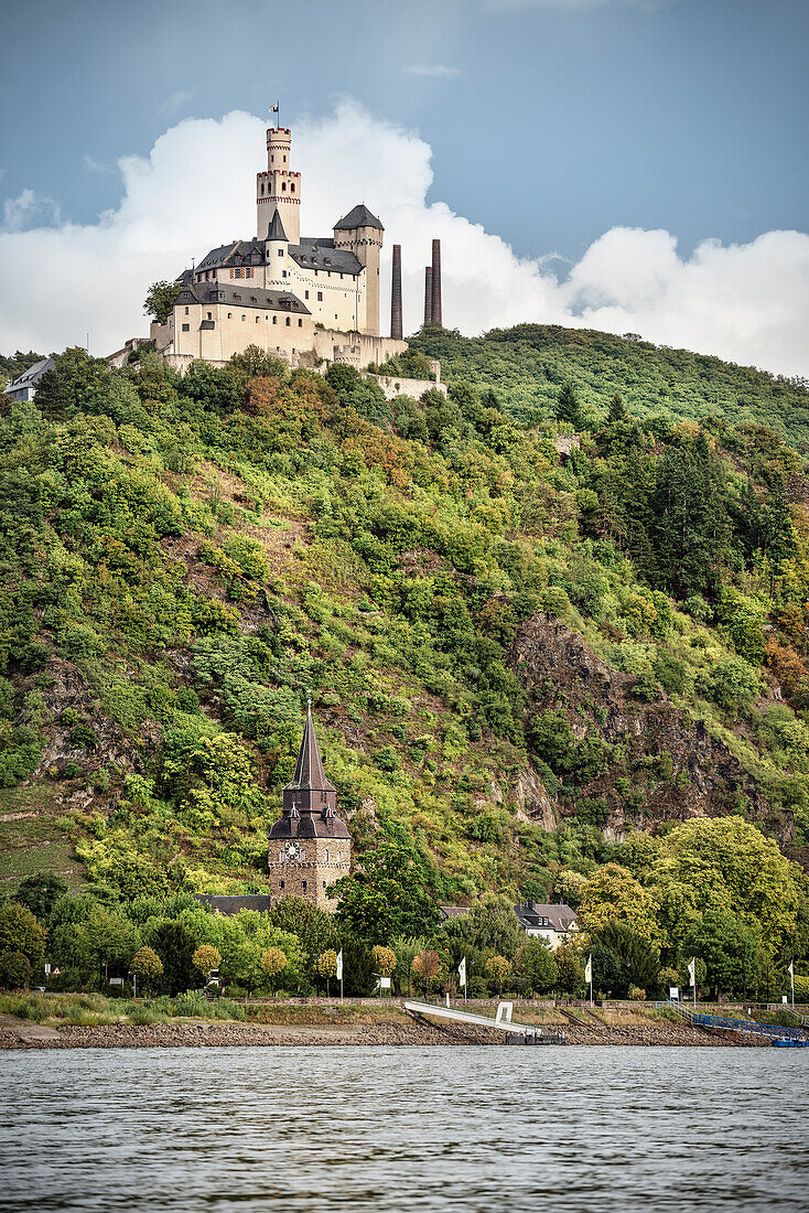 UNESCO Welterbe Oberes Mittelrheintal, Marksburg bei Braubach, Rhein, Rheinland-Pfalz, Deutschland