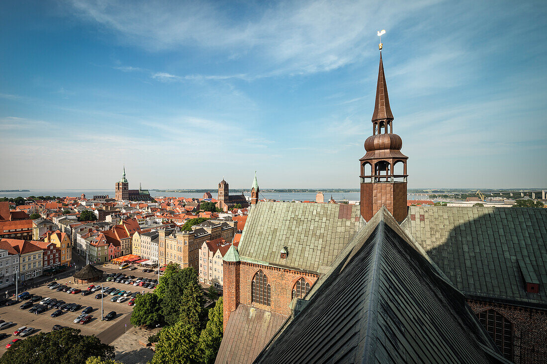 UNESCO World Heritage Hanseatic city of Stralsund, view from St. Mary's Church to the old town, Mecklenburg-West Pomerania, Germany, Baltic Sea