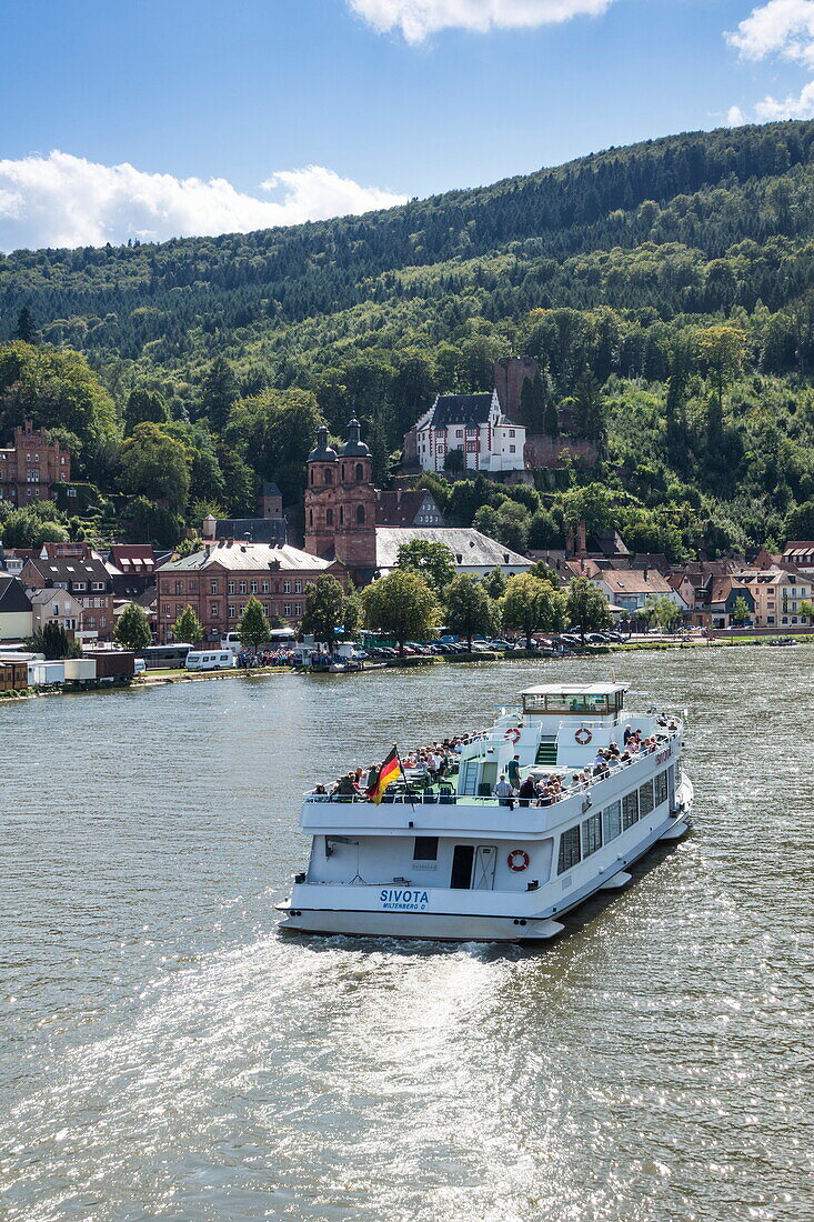 Ausflugsdampfer Sivota (Reederei Henneberger) auf Fluss Main, Miltenberg, Spessart-Mainland, Franken, Bayern, Deutschland, Europa